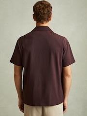 Reiss Bordeaux Hunt Textured Crepe Cuban Collar Shirt - Image 4 of 5