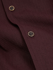 Reiss Bordeaux Hunt Textured Crepe Cuban Collar Shirt - Image 5 of 5