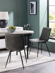 Set of 2 Monza Faux Leather Dark Grey Sawyer Dining Chairs - Image 1 of 8