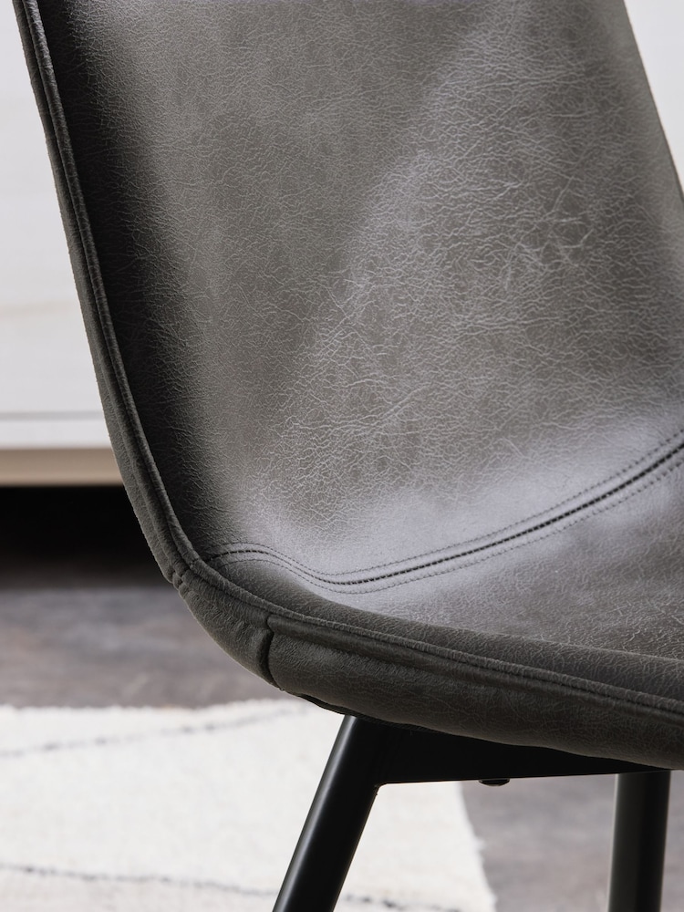 Set of 2 Monza Faux Leather Dark Grey Sawyer Dining Chairs - Image 2 of 8
