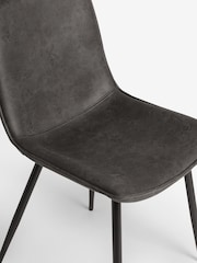 Set of 2 Monza Faux Leather Dark Grey Sawyer Dining Chairs - Image 8 of 8