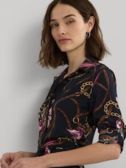 Lauren Ralph Lauren Navy Karalynn Patterned Shirt Dress - Image 7 of 8