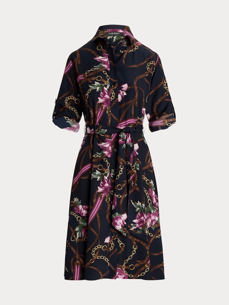 Lauren Ralph Lauren Navy Karalynn Patterned Shirt Dress - Image 8 of 8