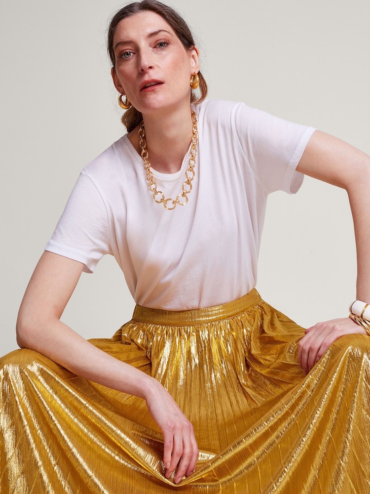 Monsoon Gold Mia Pleated Skirt - Image 2 of 4 Monsoon Gold Mia Pleated Skirt - Image 2 of 4
