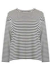 Live Unlimited Black/White 100% Cotton Curve Stripe Jersey Relaxed Top - Image 8 of 8