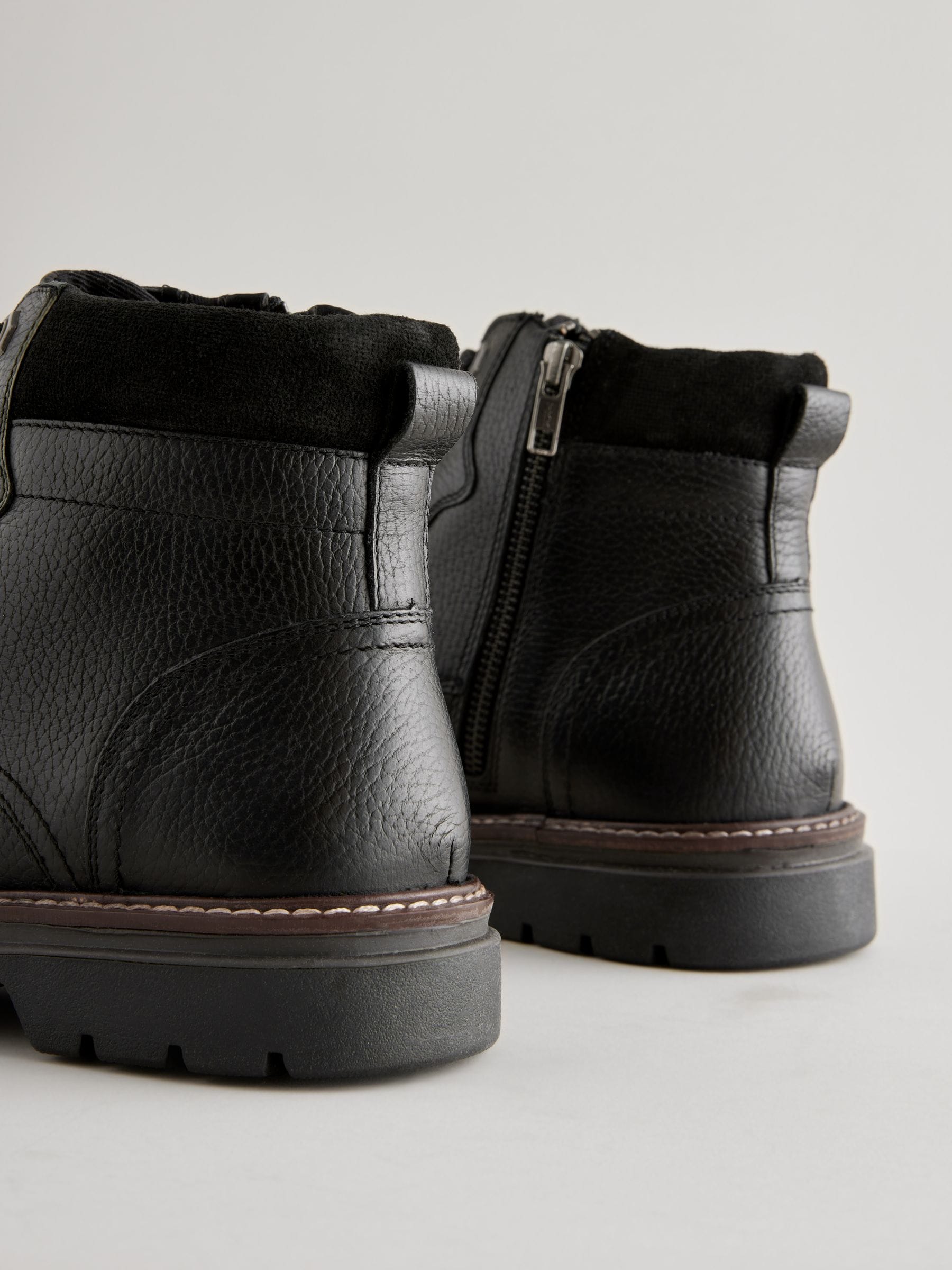 Buy Black Leather Apron Toe Zip Up Boots from Next USA