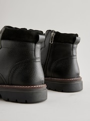Black Leather Apron Toe Zip Up Boots - Image 4 of 6