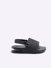 River Island Black Boys Rubber Debossed Sliders - Image 1 of 4