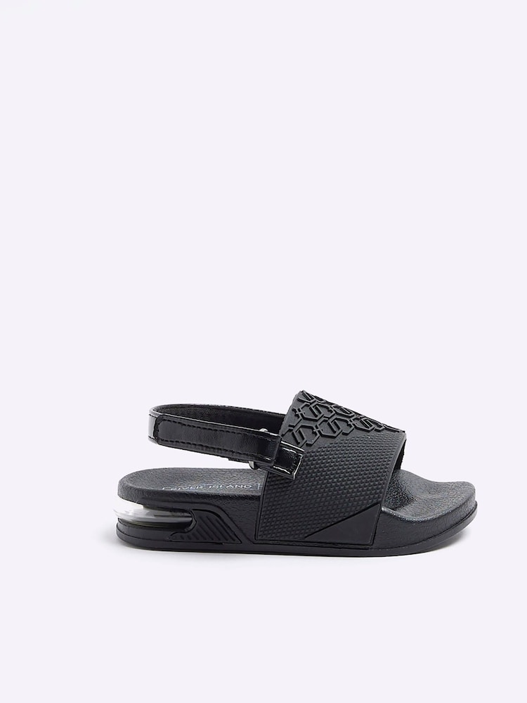 River Island Black Boys Rubber Debossed Sliders - Image 1 of 4