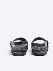 River Island Black Boys Rubber Debossed Sliders - Image 2 of 4