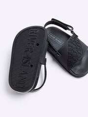 River Island Black Boys Rubber Debossed Sliders - Image 3 of 4
