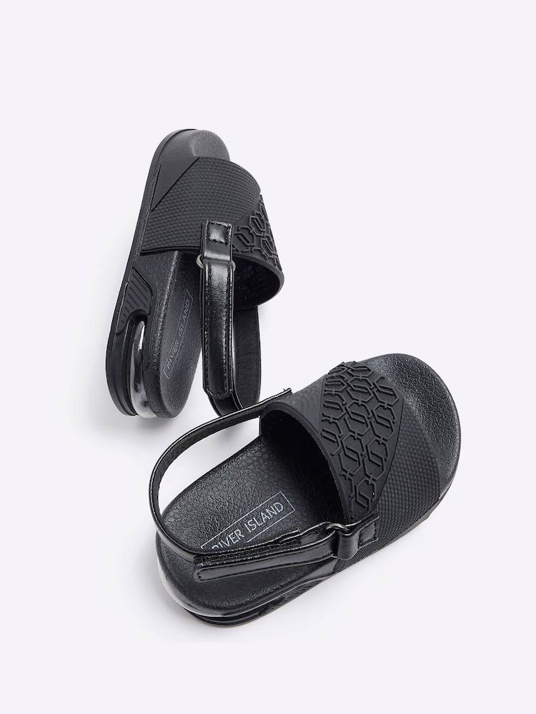 River Island Black Boys Rubber Debossed Sliders - Image 4 of 4