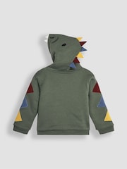 JoJo Maman Bébé Khaki Green DInosaur Appliqué Novelty Cosy Hoodie - Image 2 of 3