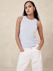 Banana Republic Blue Linen Racer Tank Top - Image 1 of 1