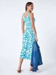 Roman Blue Batik Print Stretch Jersey Pocket Dress - Image 3 of 5
