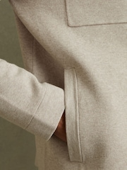 Reiss Oatmeal Forester Knitted Button-Through Jacket - Image 3 of 5
