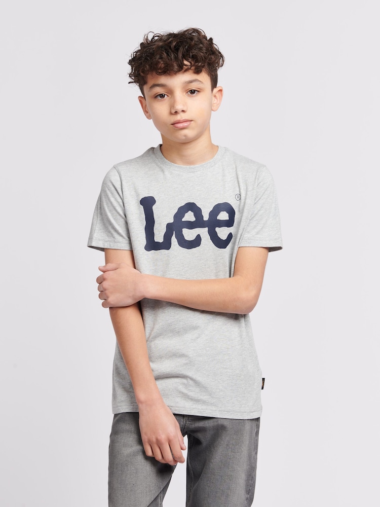Lee Grey Boys Wobbly Graphic Print 100% Cotton T-Shirt - Image 1 of 8