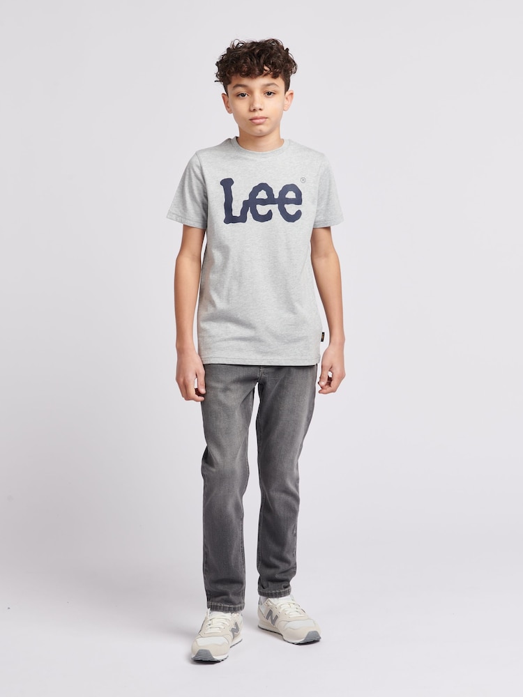 Lee Grey Boys Wobbly Graphic Print 100% Cotton T-Shirt - Image 2 of 8