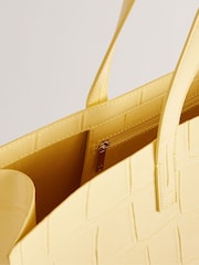 Ted Baker Yellow Allicon Croc Effect Detail Ew Icon Bag - Image 3 of 5