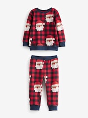 Red Check Santa Single Soft Touch Christmas Fleece Pyjamas with Elastane (9mths-16yrs) - Image 5 of 7