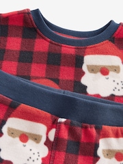 Red Check Santa Single Soft Touch Christmas Fleece Pyjamas with Elastane (9mths-16yrs) - Image 7 of 7