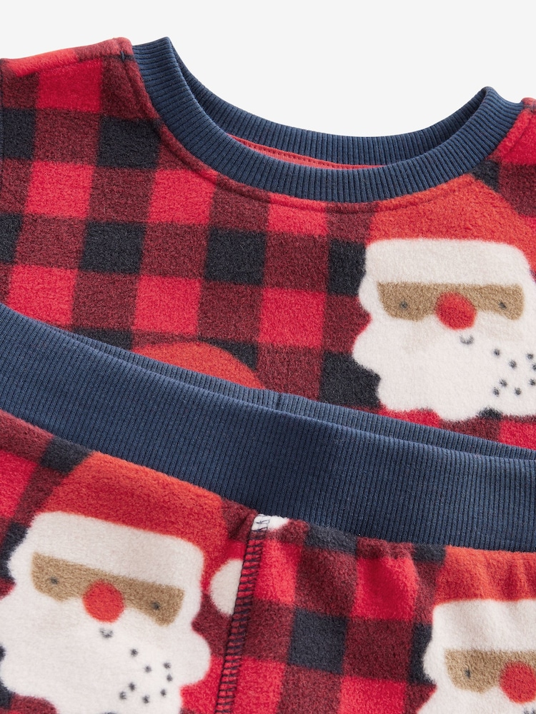 Red Check Santa Single Soft Touch Christmas Fleece Pyjamas with Elastane (9mths-16yrs) - Image 7 of 7