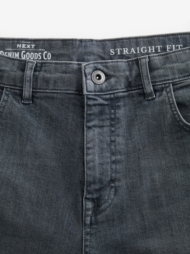 Grey Steel Straight Fit Classic Stretch Jeans - Image 9 of 10