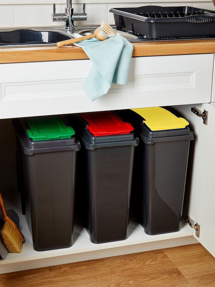 Wham Grey 3 Piece 25L Plastic Recycle Bin - Image 1 of 6 Wham Grey 3 Piece 25L Plastic Recycle Bin - Image 1 of 6