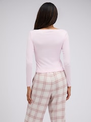 Boux Avenue Pink Pointelle Top And Check Woven Pyjama Set - Image 7 of 7