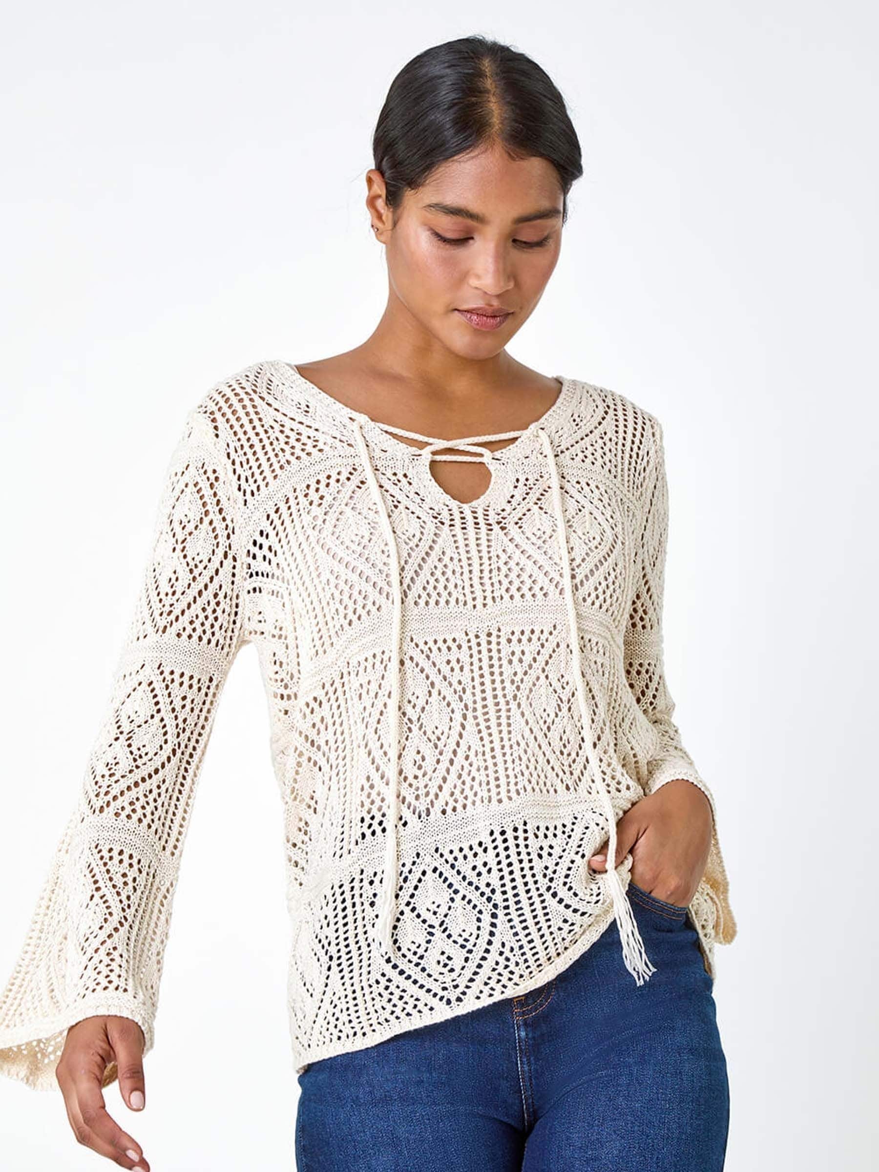 Buy Roman White Crochet Tie Front Tunic Top from the Next UK online shop