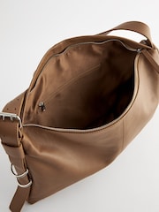 Camel Brown Leather Ring Shoulder Bag - Image 8 of 10