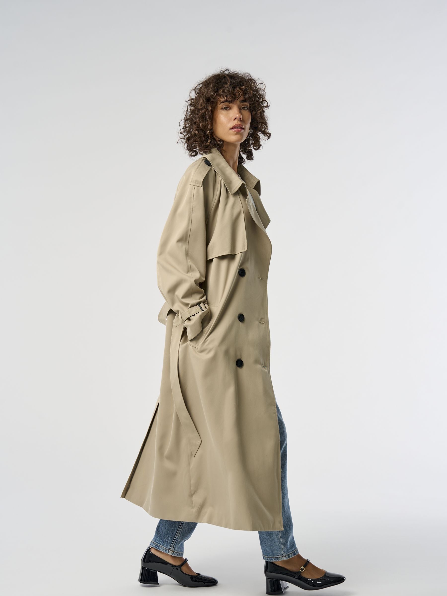 Waist length trench coat top
