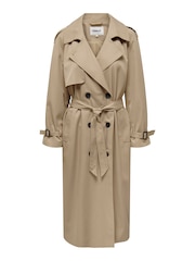 ONLY Brown Tie Waist Trench Coat - Image 4 of 5