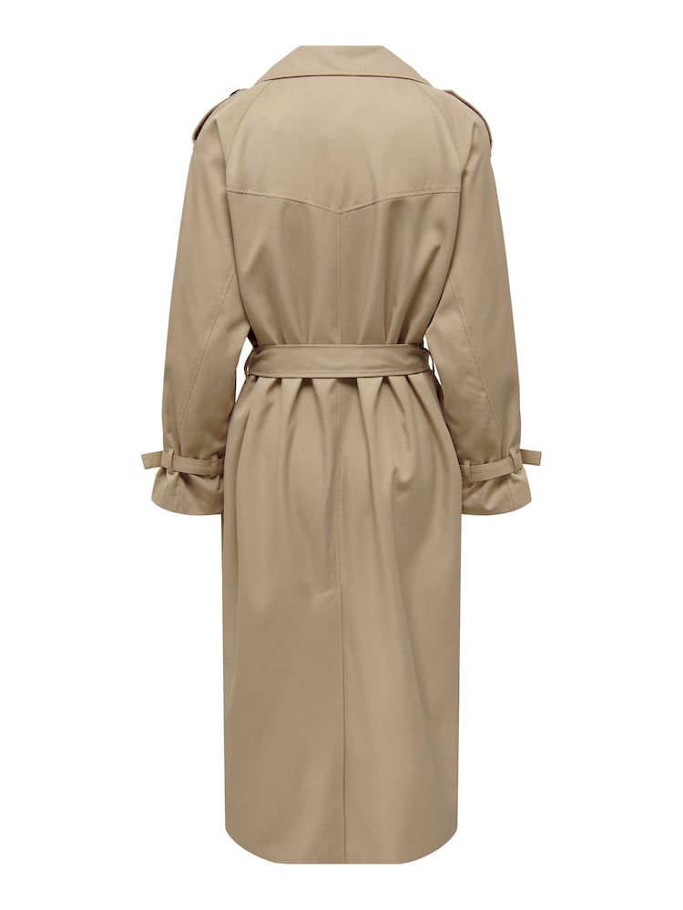 ONLY Brown Tie Waist Trench Coat - Image 5 of 5