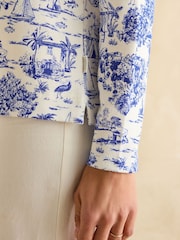 Joules Harbour Toile de Jouy Blue Boat Neck Printed Top - Image 5 of 6