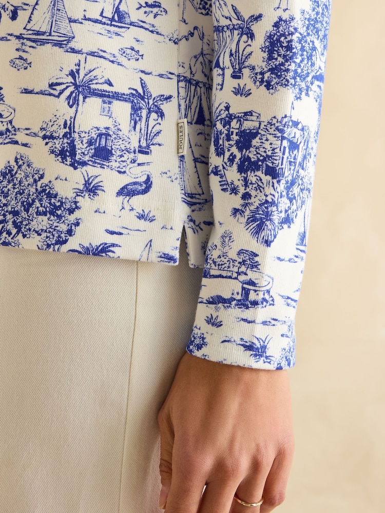 Joules Harbour Blue Toile de Jouy Boat Neck Printed Top - Image 5 of 6