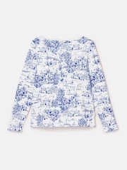 Joules Harbour Toile de Jouy Blue Boat Neck Printed Top - Image 6 of 6