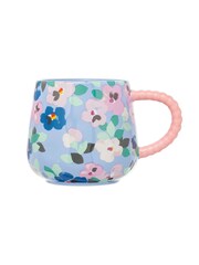 Cath Kidston Set of 4 Blue Painted Pansies Twisted Handle Billie Mugs - Image 3 of 4