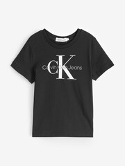 Calvin Klein Black 100% Cotton Monogram T-Shirt - Image 7 of 7