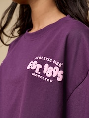 Reebok Girls Oversized Cropped 100% Cotton Graphic T-Shirt - Image 3 of 8