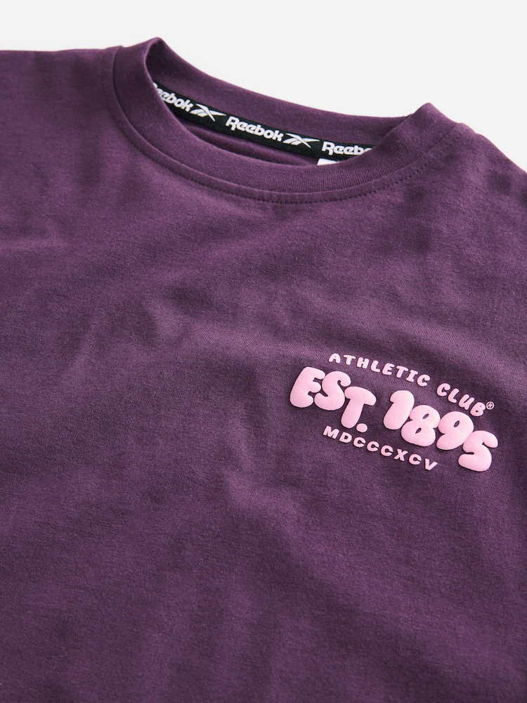 Reebok Girls Oversized Cropped 100% Cotton Graphic T-Shirt - Image 8 of 8