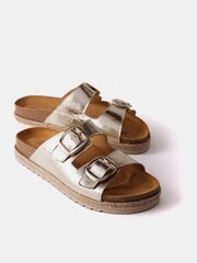 Mint Velvet Gold Leather Buckled Sandals - Image 2 of 4