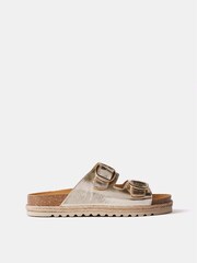 Mint Velvet Gold Leather Buckled Sandals - Image 3 of 4