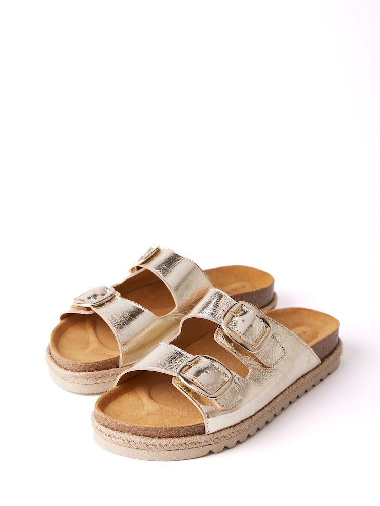Mint Velvet Gold Leather Buckled Sandals - Image 4 of 4