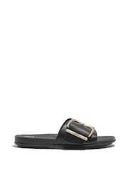 FitFlop Gracie Maxi Bucle Leather Black Slides - Image 1 of 4