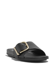 FitFlop Gracie Maxi Bucle Leather Black Slides - Image 2 of 4