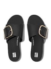 FitFlop Gracie Maxi Bucle Leather Black Slides - Image 3 of 4