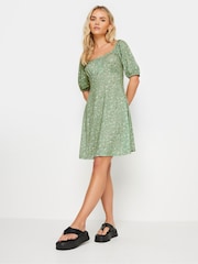 PixieGirl Petite Green PixieGirl Blue Ditsy Floral Print Mini Dress - Image 1 of 5