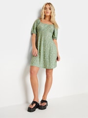 PixieGirl Petite Green PixieGirl Blue Ditsy Floral Print Mini Dress - Image 2 of 5