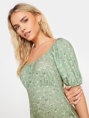 PixieGirl Petite Green PixieGirl Blue Ditsy Floral Print Mini Dress - Image 4 of 5